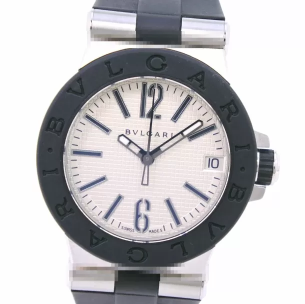 BVLGARI 最新入荷 DG29C6SVD/DG29SVディアゴノ ステンレススチール×ラバー ブラック クオーツ シルバー[2623]