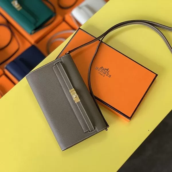 新作エルメス エプソン スレートグレイ ケリートゥーゴー財布 erq86436[6061]