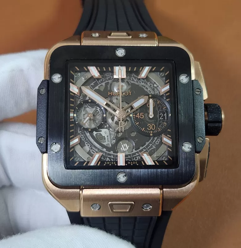 BBF安心ウブロコピー時計821.OM.0180.RXキングゴールドスクエア・バン ウニコ キングゴールド セラミック[1143]