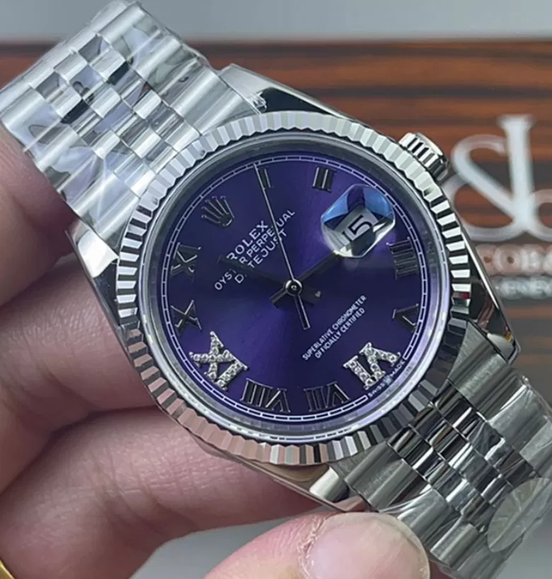 一番人気ロレックスM126234コピー時計 デイトジャスト 36mm オーベルジーヌ紫の文字盤[998]